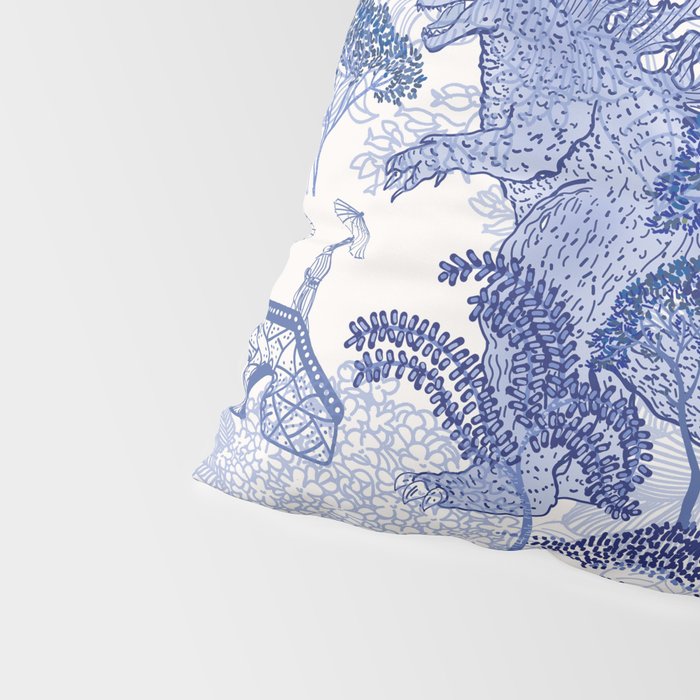 Blue Willow Godzilla Pillow Sham Gallery Image 4