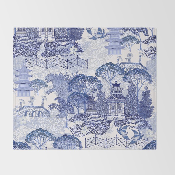 Blue Willow Godzilla Throw Blanket Gallery Image 2