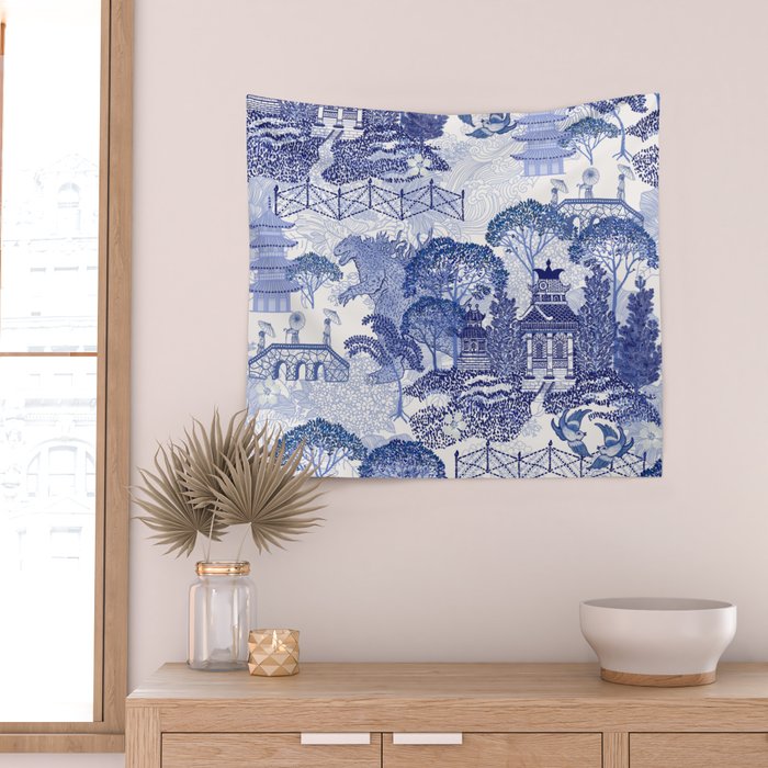 Blue Willow Godzilla Wall Tapestry Gallery Image 2