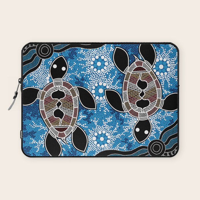 Authentic Aboriginal Art - Sea Turtles Laptop Sleeve Gallery Image 1