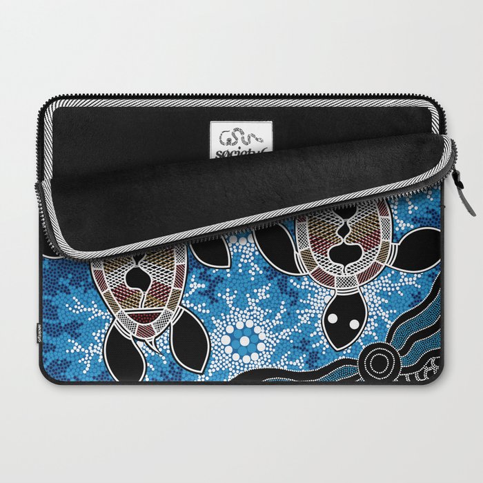 Authentic Aboriginal Art - Sea Turtles Laptop Sleeve Gallery Image 2