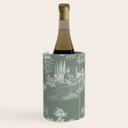 Toile de Jouy Vintage French Pastoral Sage Green & White Wine Chiller Gallery Image 1