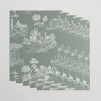 Toile de Jouy Vintage French Pastoral Sage Green & White Wrapping Paper Gallery Image 3