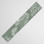 Toile de Jouy Vintage French Pastoral Sage Green & White Table Runner Gallery Image 3