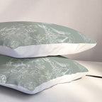 Toile de Jouy Vintage French Pastoral Sage Green & White Pillow Sham Gallery Image 3