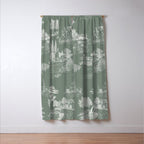 Toile de Jouy Vintage French Pastoral Sage Green & White Window Curtain Gallery Image 3