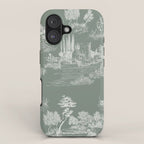 Toile de Jouy Vintage French Pastoral Sage Green & White iPhone Case Gallery Image 1