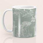 Toile de Jouy Vintage French Pastoral Sage Green & White Coffee Mug Gallery Image 3
