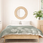 Toile de Jouy Vintage French Pastoral Sage Green & White Duvet Cover Gallery Image 3