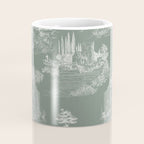 Toile de Jouy Vintage French Pastoral Sage Green & White Coffee Mug Gallery Image 4