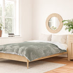Toile de Jouy Vintage French Pastoral Sage Green & White Duvet Cover Gallery Image 2
