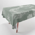 Toile de Jouy Vintage French Pastoral Sage Green & White Tablecloth Gallery Image 1