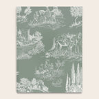 Toile de Jouy Vintage French Pastoral Sage Green & White Notebook Gallery Image 4
