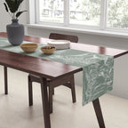 Toile de Jouy Vintage French Pastoral Sage Green & White Table Runner Gallery Image 2
