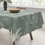 Toile de Jouy Vintage French Pastoral Sage Green & White Tablecloth Gallery Image 3