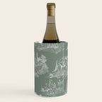 Toile de Jouy Vintage French Pastoral Sage Green & White Wine Chiller Gallery Image 3