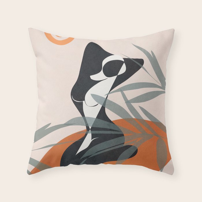 Abstract Female Figure 21 Throw Pillow Gallery Image 1