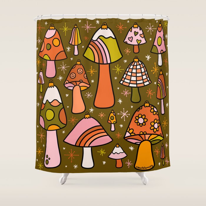 Mushroom Ornaments Shower Curtain Gallery Image 1