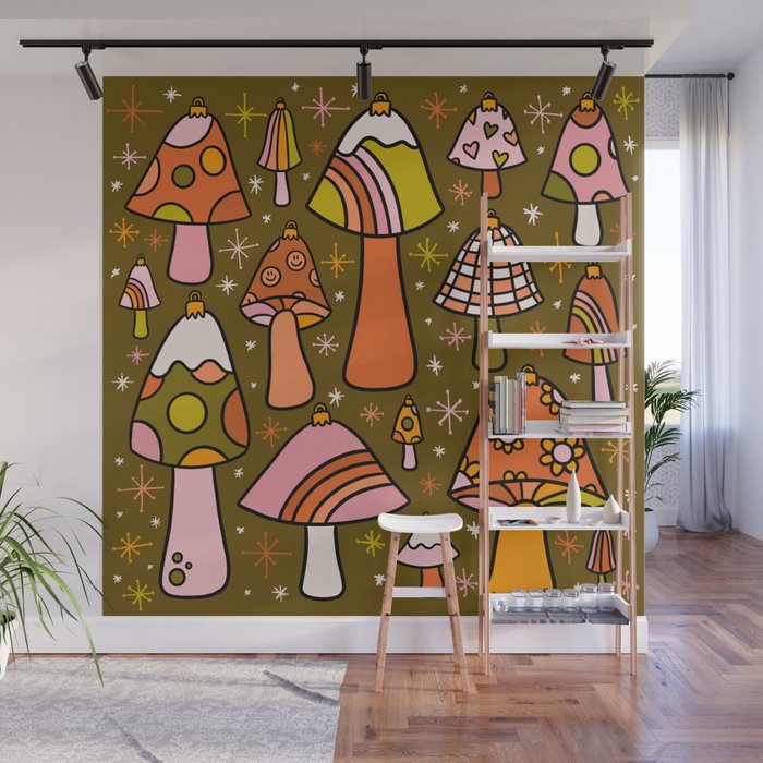 Mushroom Ornaments Wall Mural Gallery Image 1