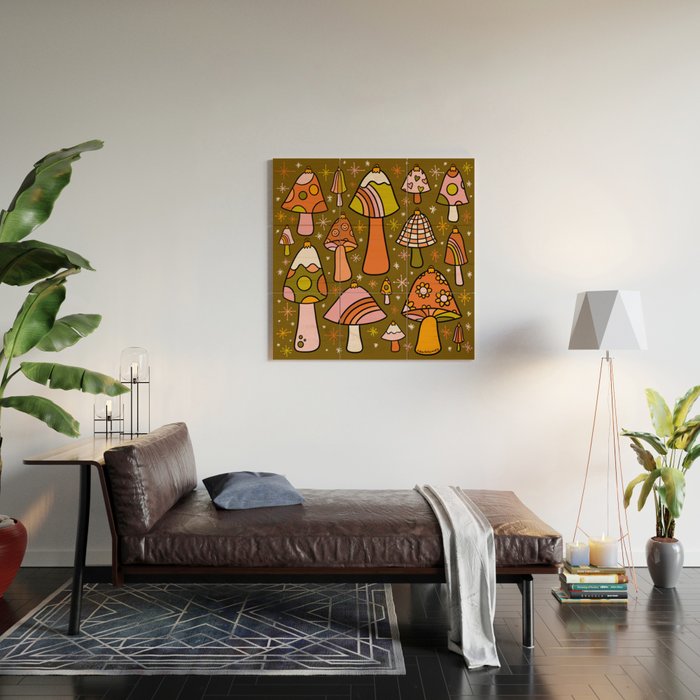 Mushroom Ornaments Wood Wall Art Gallery Image 2