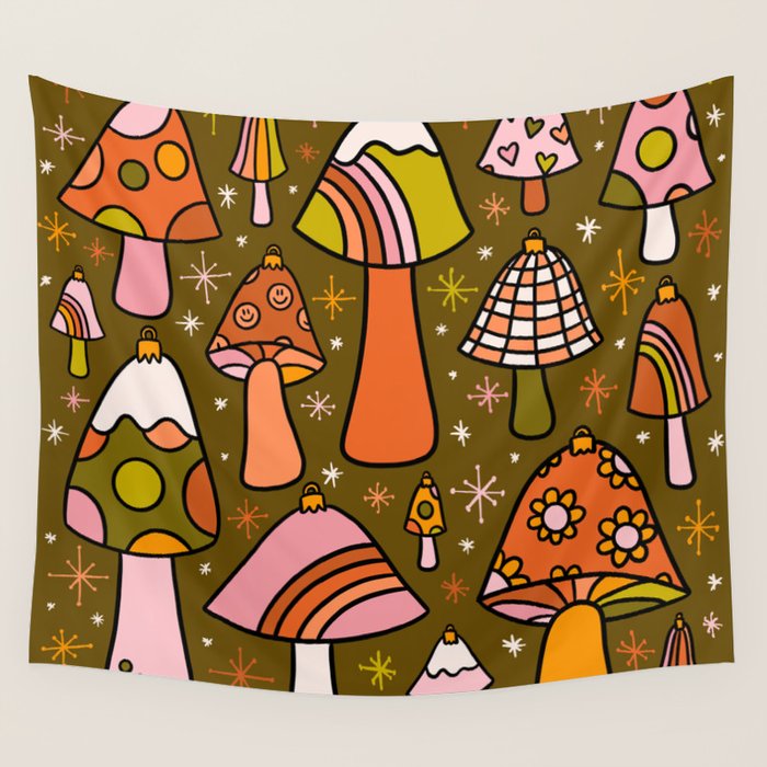 Mushroom Ornaments Wall Tapestry Gallery Image 4