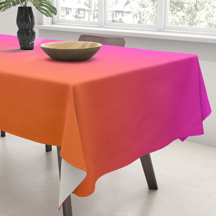 Hot Magenta Pink and Orange Trendy Ombre Tablecloth Gallery Image 3