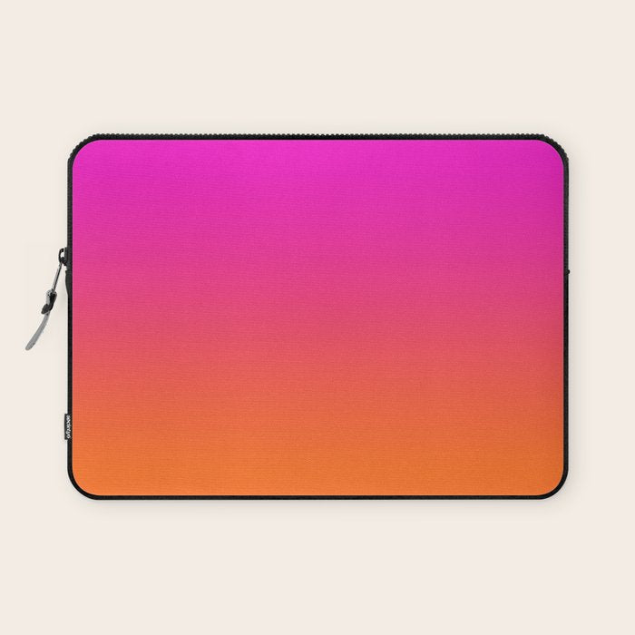 Hot Magenta Pink and Orange Trendy Ombre Laptop Sleeve Gallery Image 1