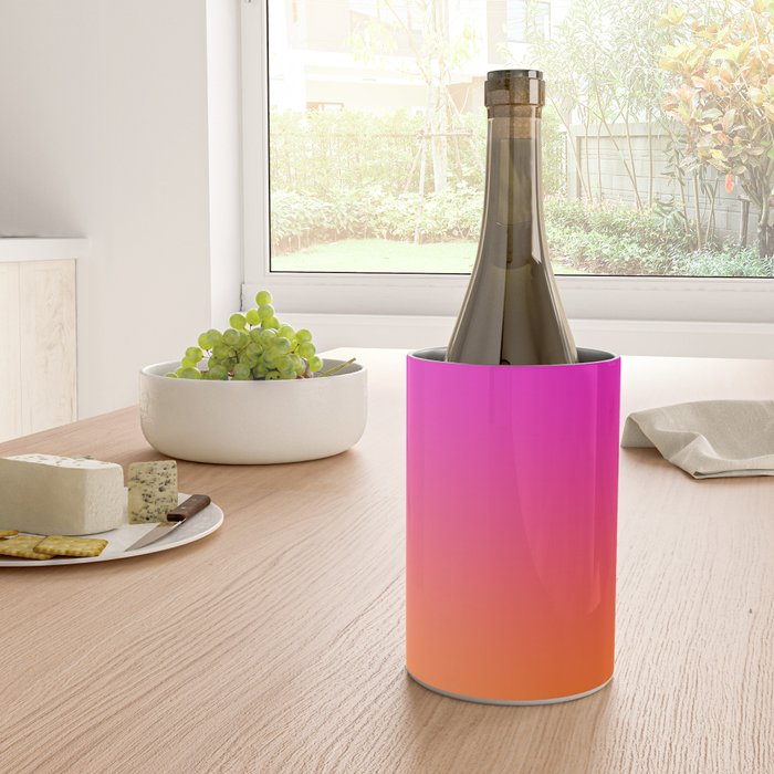 Hot Magenta Pink and Orange Trendy Ombre Wine Chiller Gallery Image 4