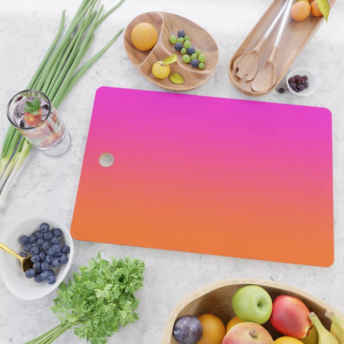 Hot Magenta Pink and Orange Trendy Ombre Cutting Board Gallery Image 2