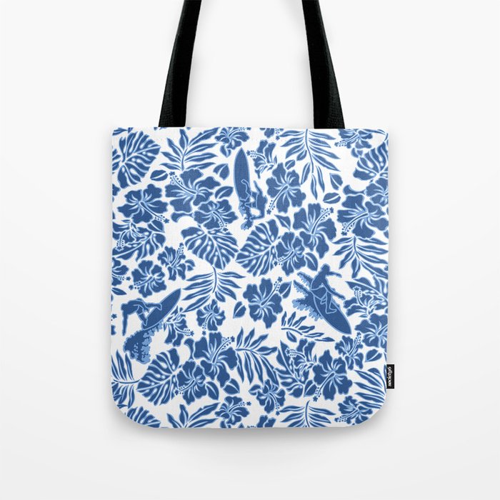 Surf Pareau Hawaiian Hibiscus Aloha Shirt Print Tote Bag Gallery Image 1