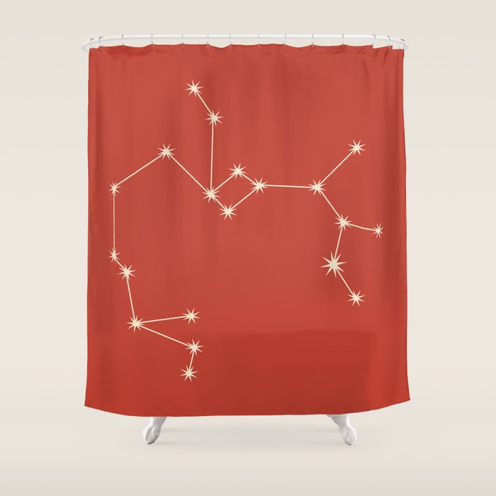 Sagittarius Zodiac Star Constellation Line Art Red Shower Curtain Gallery Image 1