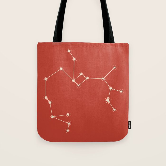 Sagittarius Zodiac Star Constellation Line Art Red Tote Bag Gallery Image 1