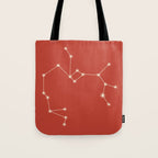 Sagittarius Zodiac Star Constellation Line Art Red Tote Bag Gallery Image 1