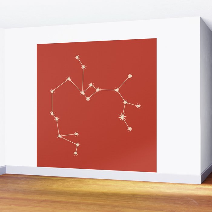 Sagittarius Zodiac Star Constellation Line Art Red Wall Mural Gallery Image 2
