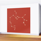 Sagittarius Zodiac Star Constellation Line Art Red Wall Mural Gallery Image 2