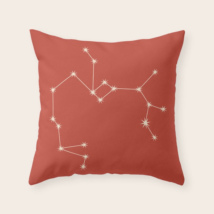 Sagittarius Zodiac Star Constellation Line Art Red Throw Pillow Gallery Image 6