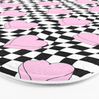 Pink love heart candy checkered pattern Bath Mat Gallery Image 3