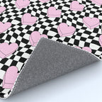 Pink love heart candy checkered pattern Rug Gallery Image 4