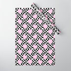 Pink love heart candy checkered pattern Wrapping Paper Gallery Image 1