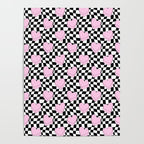 Pink love heart candy checkered pattern Poster Gallery Image 4