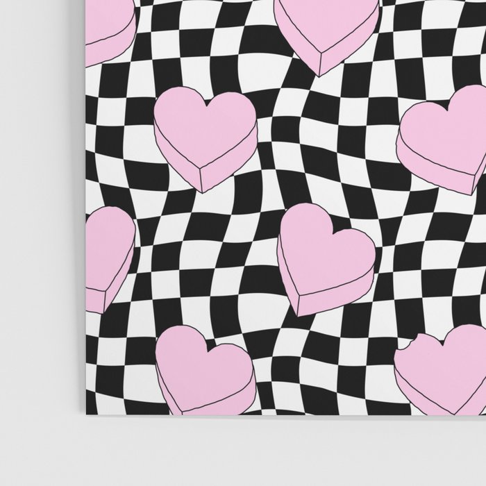 Pink love heart candy checkered pattern Poster Gallery Image 3