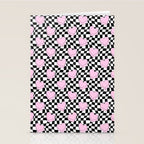 Pink love heart candy checkered pattern Stationery Card Gallery Image 2