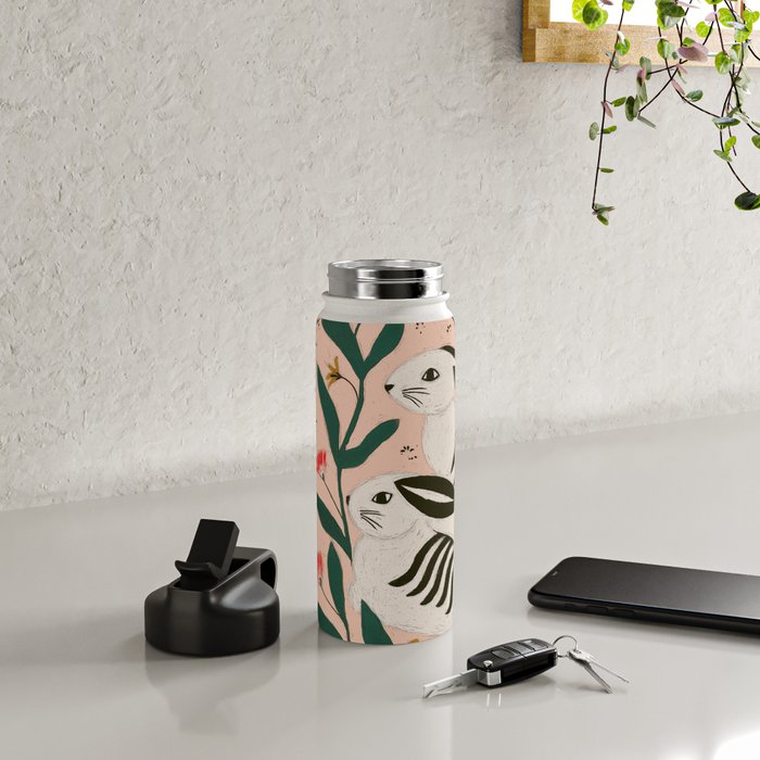 Hares Among Flowers Water Bottle Gallery Image 4
