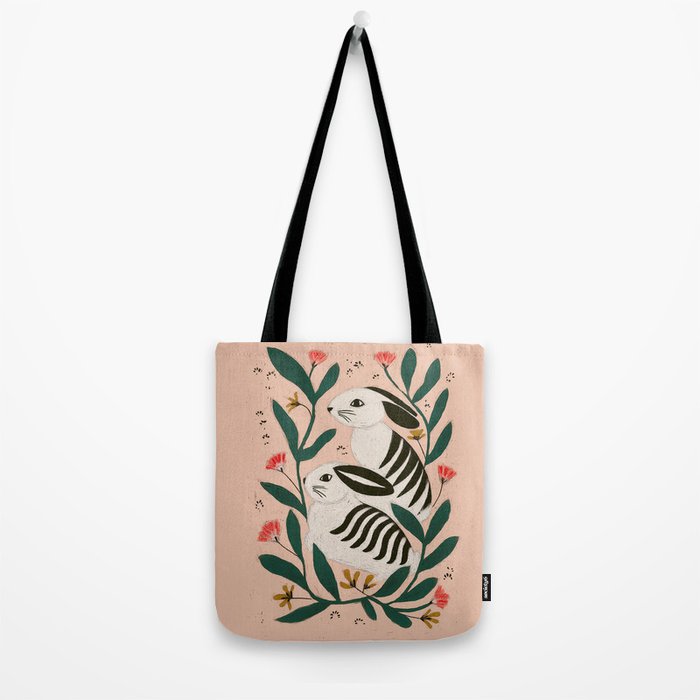 Hares Among Flowers Tote Bag Gallery Image 2