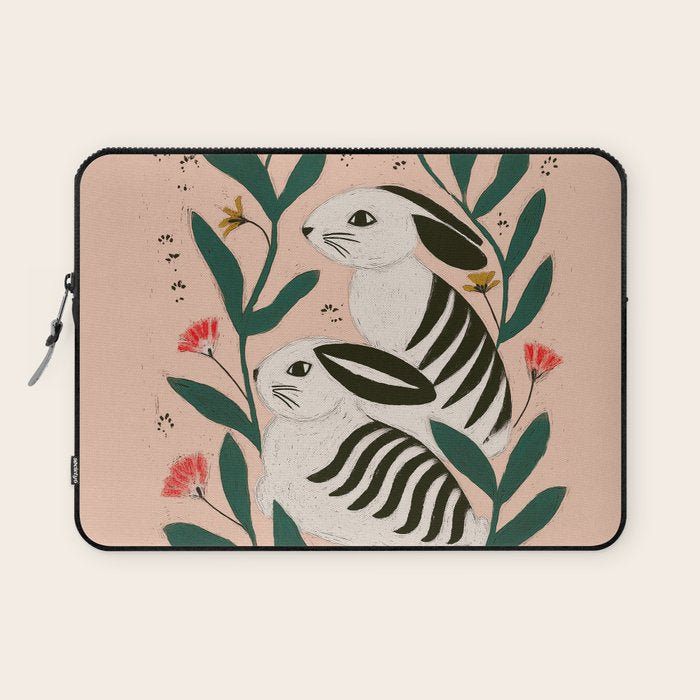Hares Among Flowers Laptop Sleeve Gallery Image 1