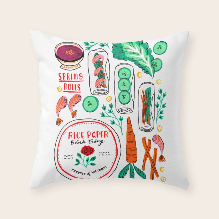 Vietnamese Spring Rolls Throw Pillow Gallery Image 1