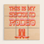 This is My Second Rodeo (pink and orange old west letters) Wood Wall Art Gallery Image 1