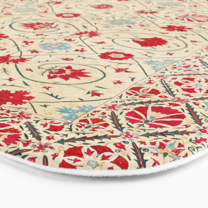 Nurata Suzani Uzbekistan Embroidery Print Bath Mat Gallery Image 3