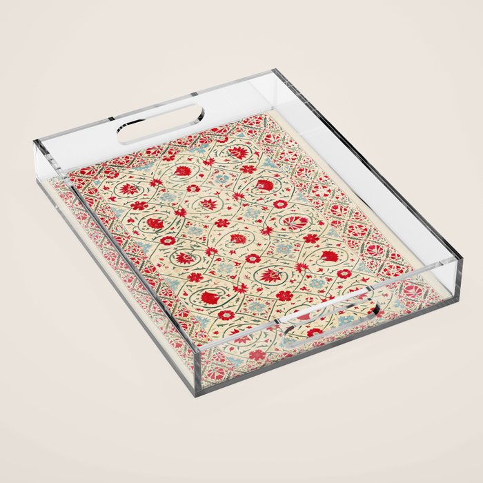 Nurata Suzani Uzbekistan Embroidery Print Acrylic Tray Gallery Image 1