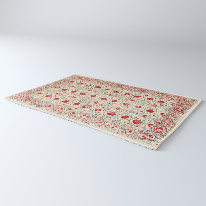Nurata Suzani Uzbekistan Embroidery Print Rug Gallery Image 3